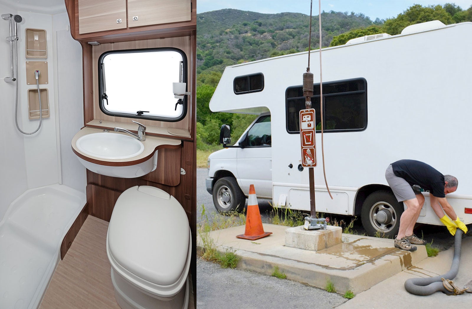 Portable RV/camper toilet and holding tank setup in Anna, Texas
