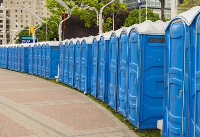 Seasonal porta potty units set up at a Anna, Texas venue