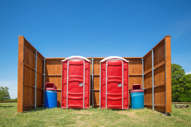 Short-term porta potty units staged for delivery in Anna, Texas